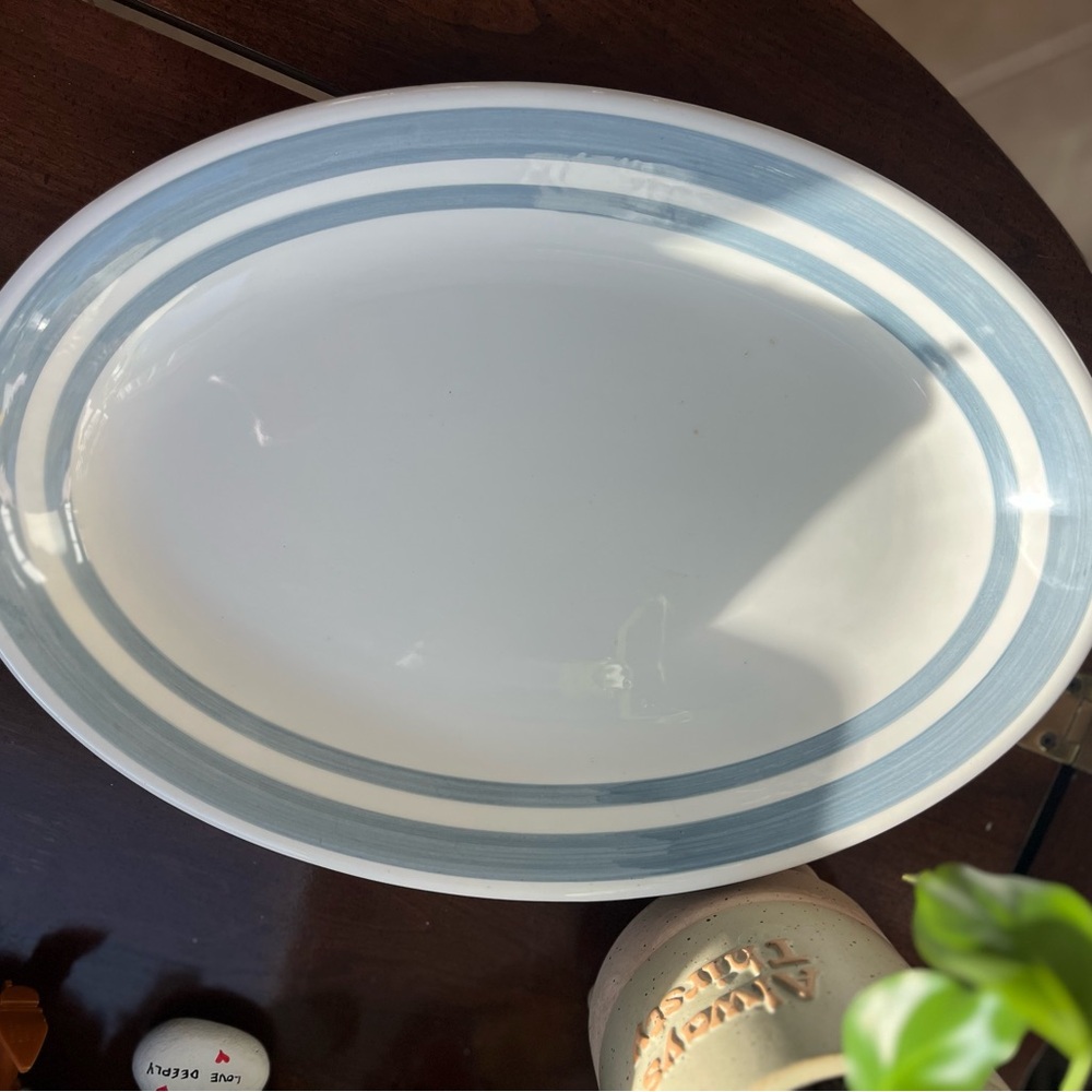 Classic White and Blue Oval Serving Platter